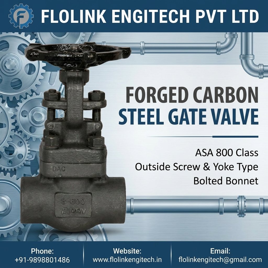 Forged Carbon Steel Gate Valve ASA 800 Class Outside Screw & Yoke Type Bolted Bonnet