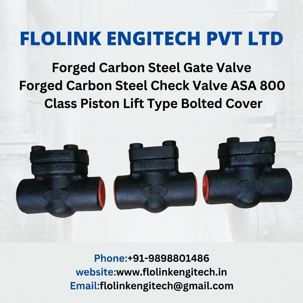 Forged Carbon Steel Check Valve ASA 800 Class Piston Lift Type Bolted Cover