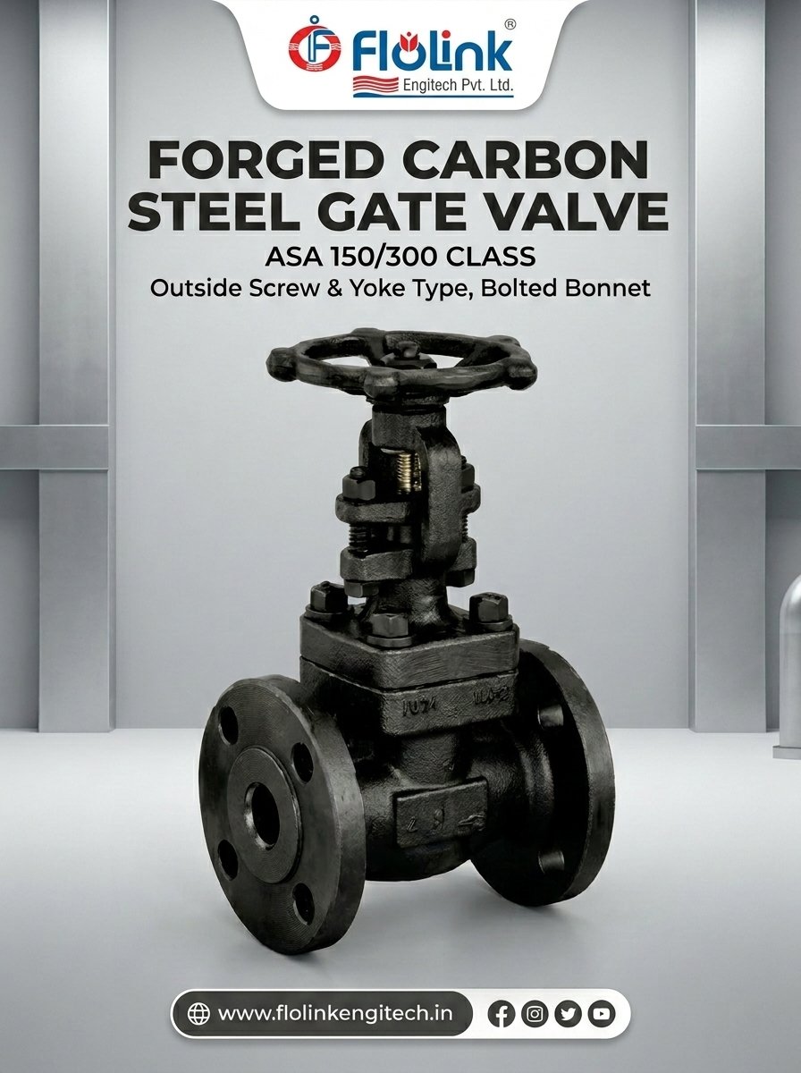 Forged Carbon Steel Gate Valve ASA 150/300 Class Outside Screw & Yoke Type Bolted Bonnet